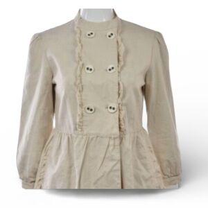 Paper Denim & Cloth Cream Linen Peplum Jacket Boho Size 2